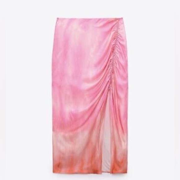 NWT Zara Pink midi Skirt M - Picture 3 of 7